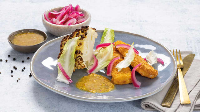 Sprøbakt torsk med bakt blomkål