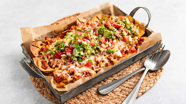 Gratinert nachos med kjøttdeig