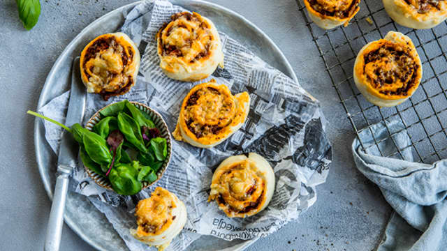 Pizzasnurrer med kjøttdeig