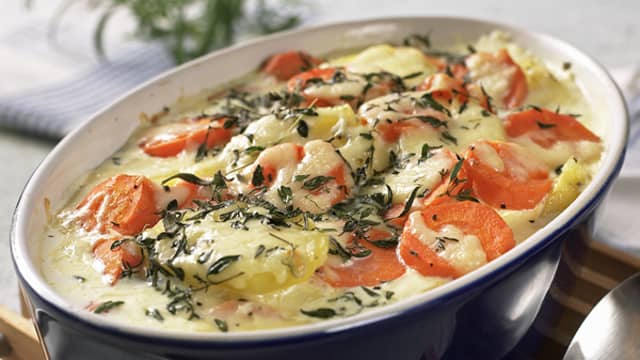 Gulrot- og potetgrateng