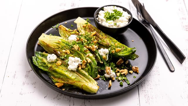 Stekt hjertesalat med cottage cheese