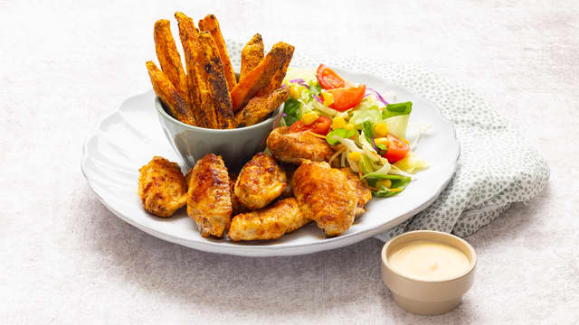 Kyllingvinger med sprø søtpotetfries