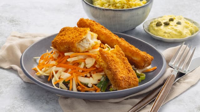 Sprøbakt torsk med blomkålris