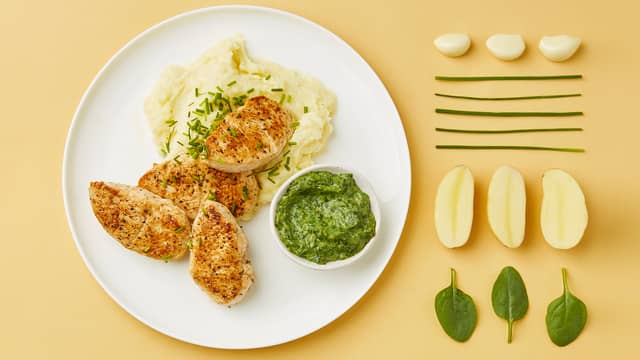 Kalkunmedaljong med kremet spinat og potetmos