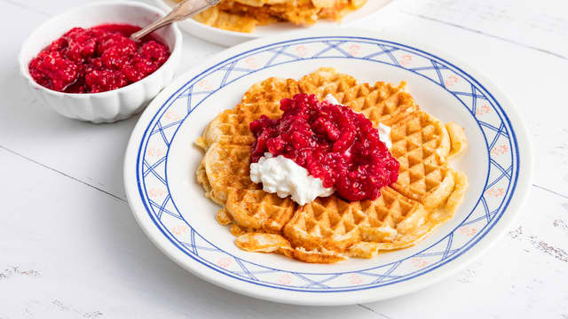 Havrevafler med cottage cheese