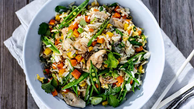 Stekt ris med kylling