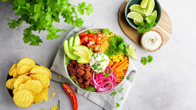 Taco bowl med kidneybønner