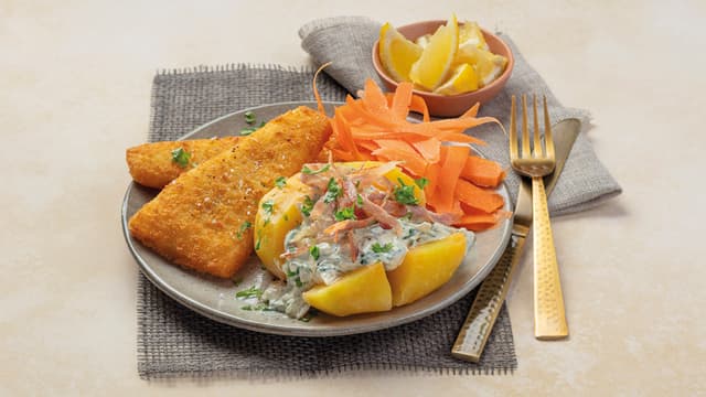 Sprøbakt torsk med bakt potet