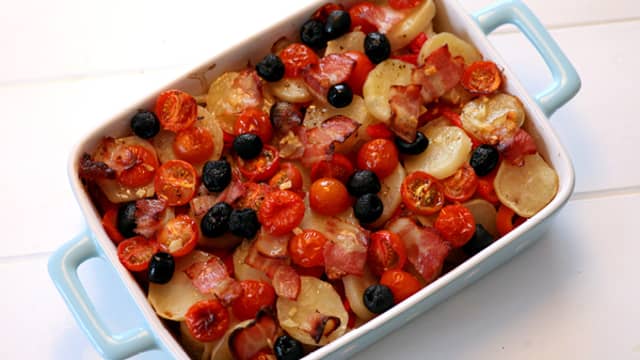 Ovnsbakt bacalao med bacon