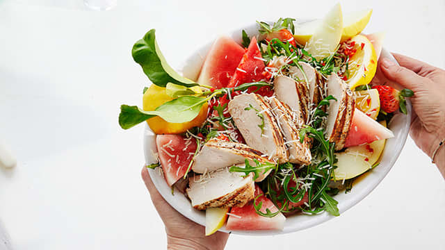 Grillet ytrefilet av svin med melonsalat