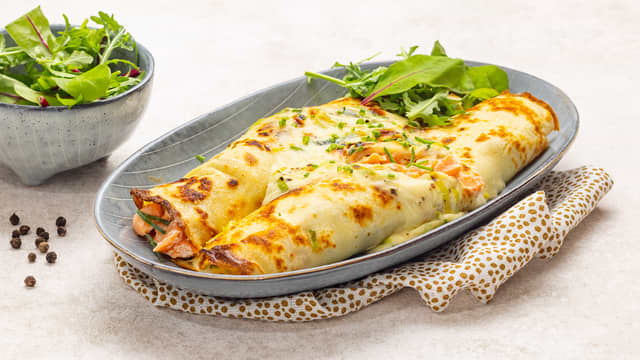 Middagspannekaker med ørret