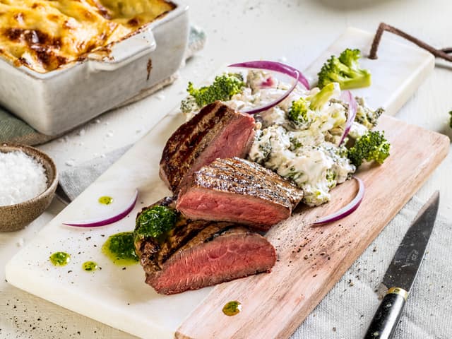 Saftig biff med fløtepoteter