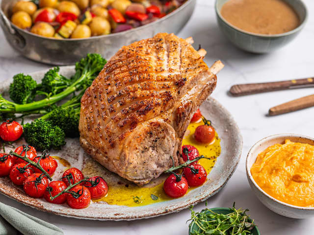 Helstekt svinecarré med søtpotetpuré