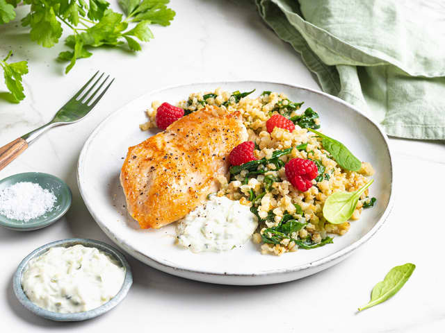 Stekt kylling med blomkålris