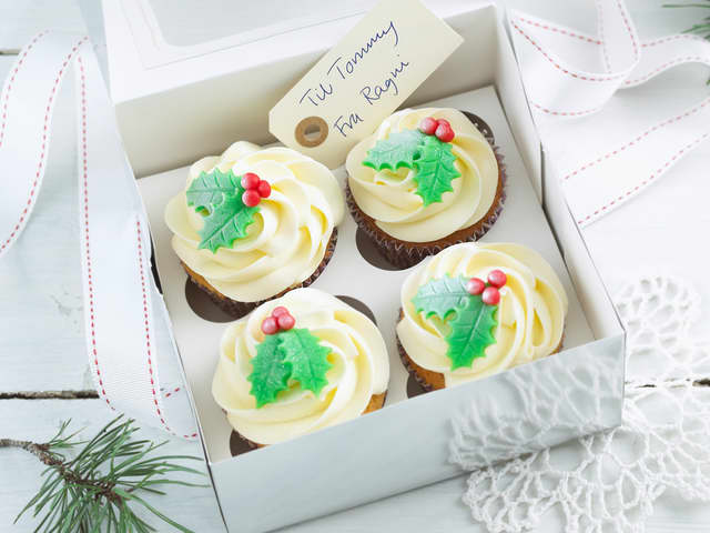 Julecupcakes med frosting