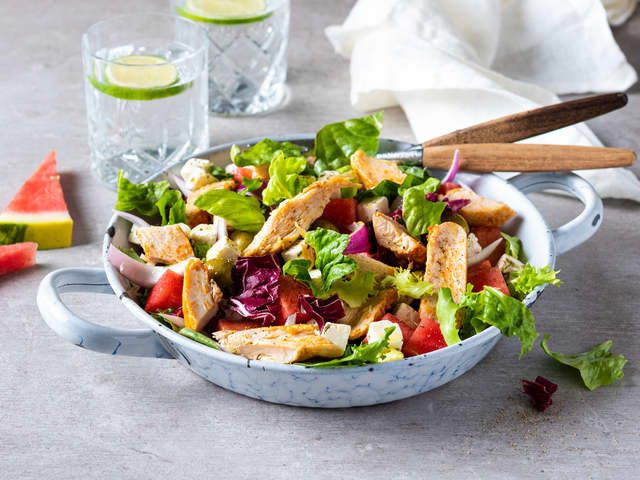 Kyllingsalat med vannmelon