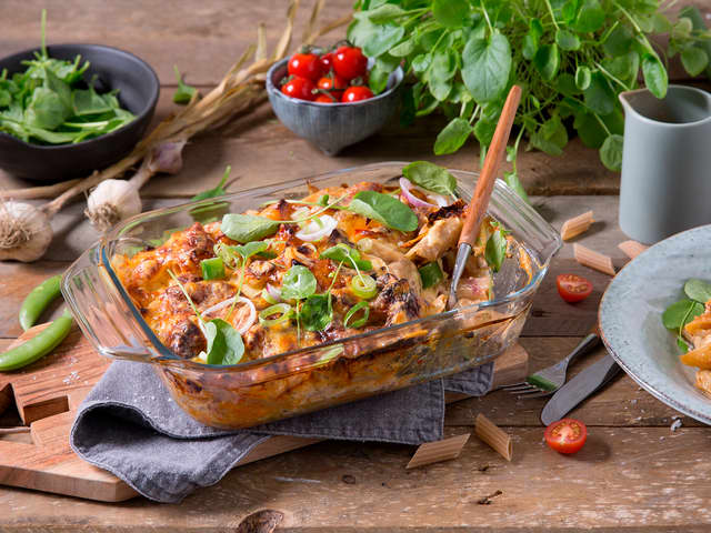 Pastagrateng med kjøttdeig