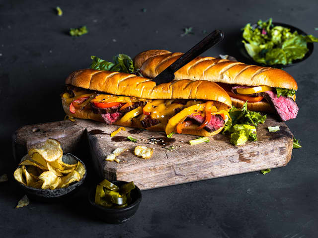 Philly cheese skirt steak sandwich