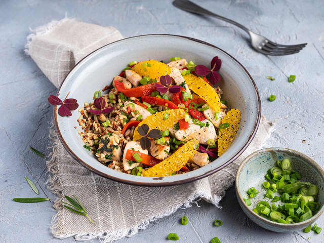 Middagsbowl med kylling og appelsin