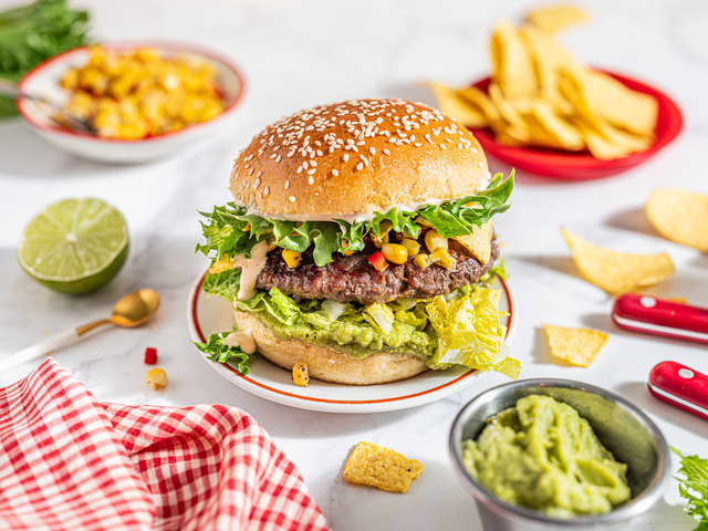 Taco burger med nachos
