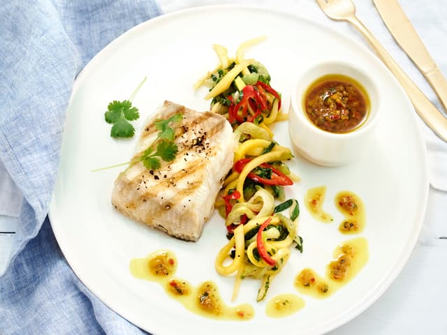 Kveitebiff med mangosalat