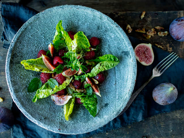 Fiken- og bringebærsalat