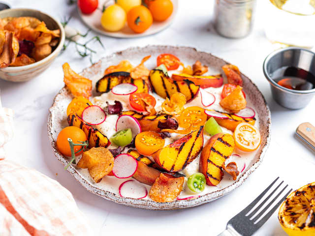 Grillet nektarin med burrata