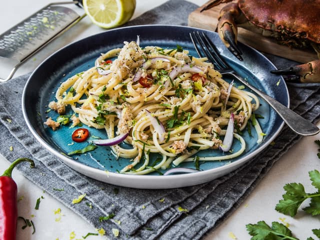 Krabbepasta med sitron og olivenolje