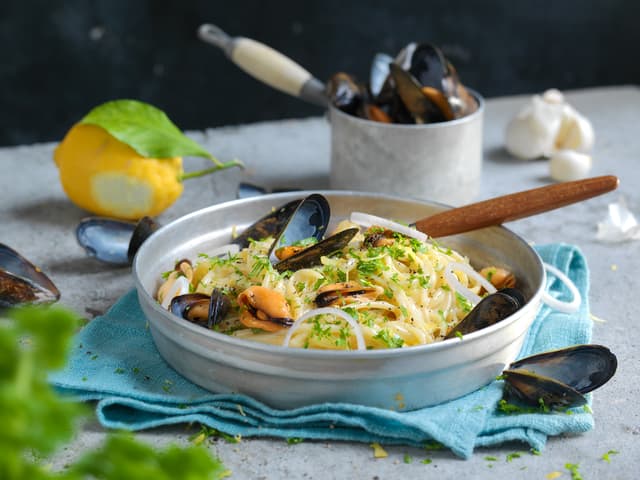 Kremet pasta med blåskjell