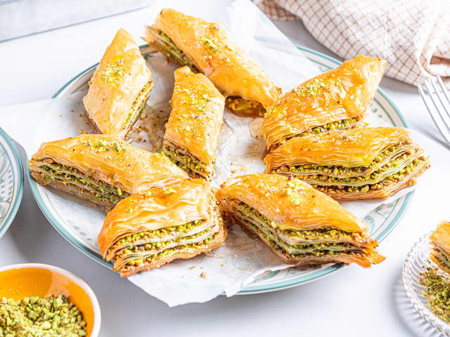 Hjemmelaget baklava med pistasjnøtter