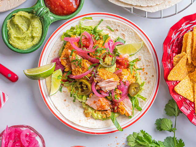 Crispy Coca-Cola marinert laksetaco