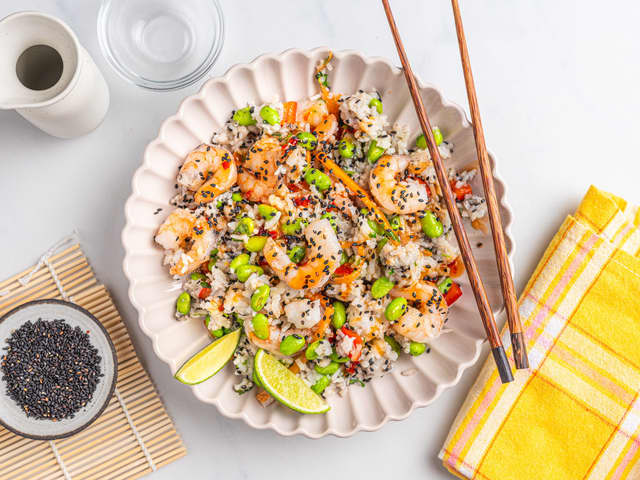 Stekt ris med scampi