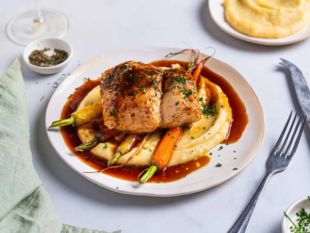 Torskeloin med rødvinssaus