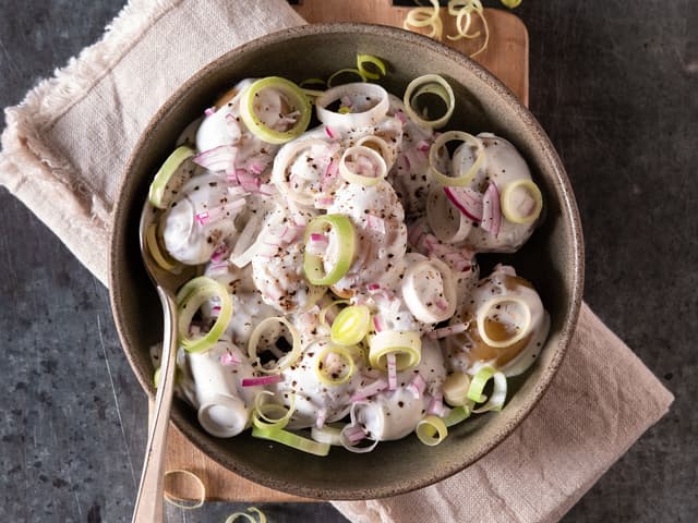 Potetsalat med sennep og creme fraiche