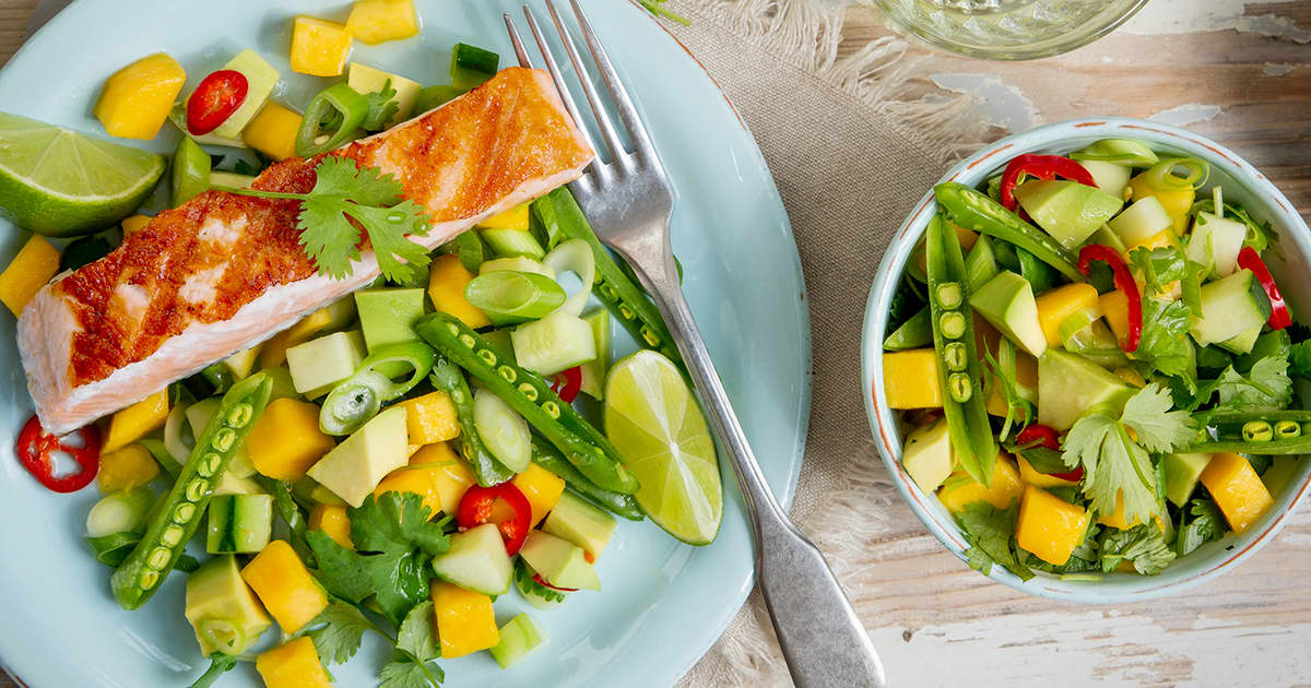 rustfri Reklame Skeptisk Grillet laks med mango- og avokadosalat | KIWI