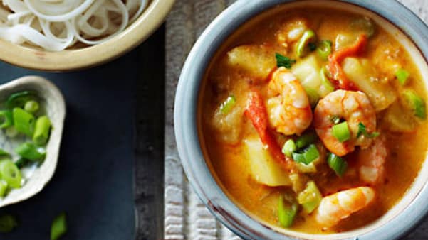 Red curry med scampi og nudler Red curry med scampi og nudler