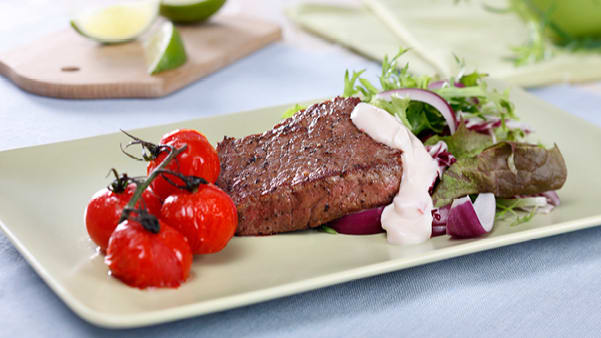 Biff med chilidressing Biff med chilidressing