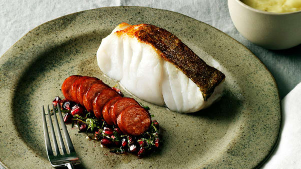 Skrei med chorizo Skrei med chorizo