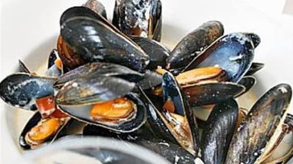 Blåskjell og pommes frites Blåskjell og pommes frites