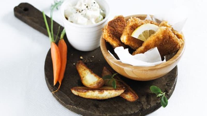 Hjemmelagde fiskepinner med remulade