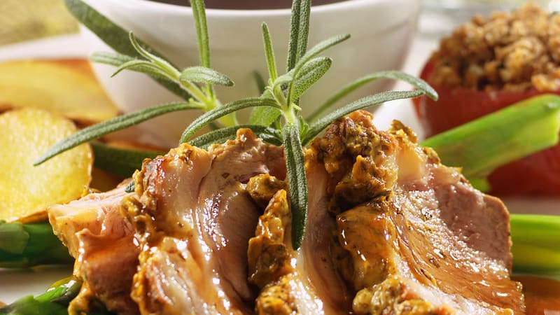 Sennepsgratinert lammecarré