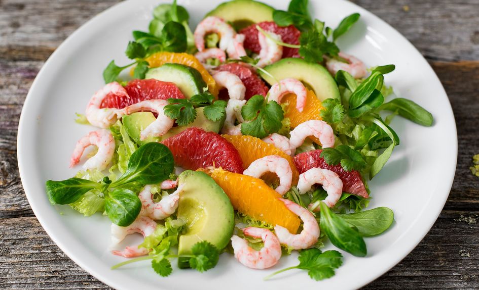 Rekesalat med sitrus og avokado Rekesalat med sitrus og avokado