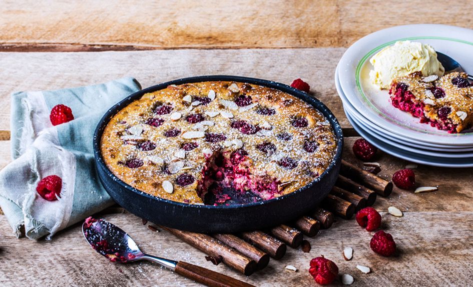Clafoutis med bringebær Clafoutis med bringebær