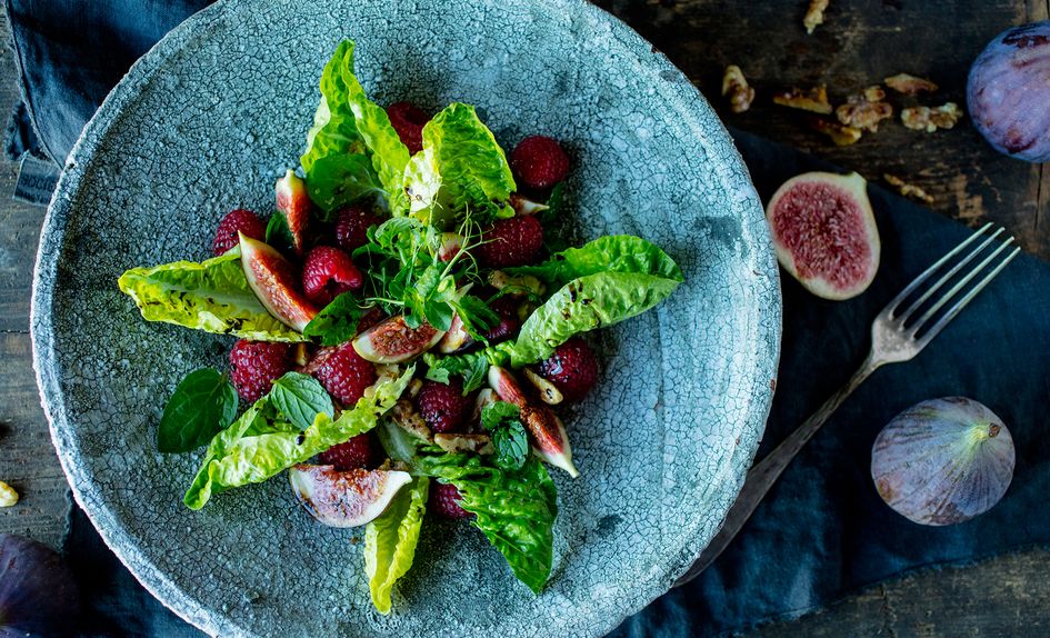 Fiken- og bringebærsalat Fiken- og bringebærsalat