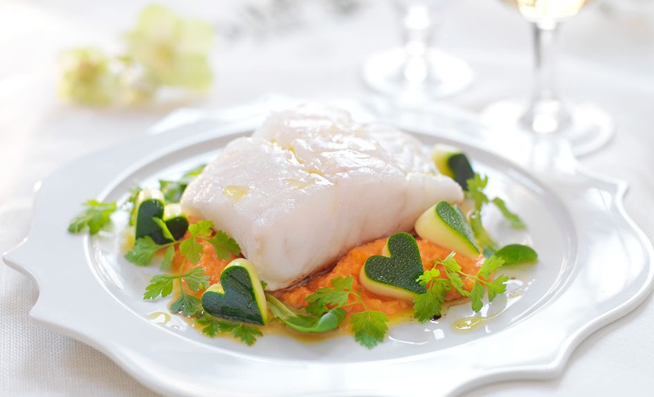 Skrei med gulrotpuré Skrei med gulrotpuré