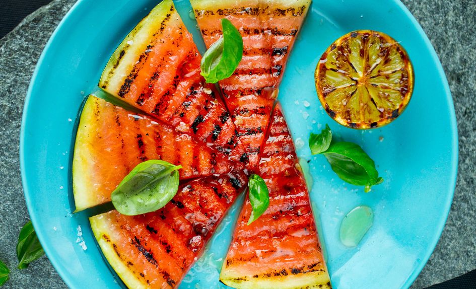 Grillet vannmelon med lime Grillet vannmelon med lime