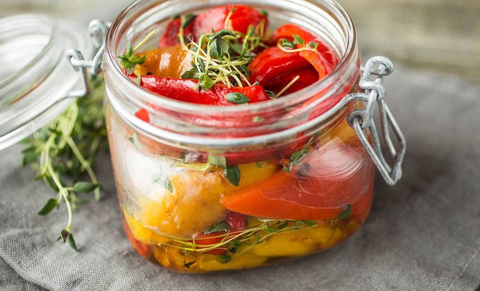 Grillede paprika i olivenolje Grillede paprika i olivenolje