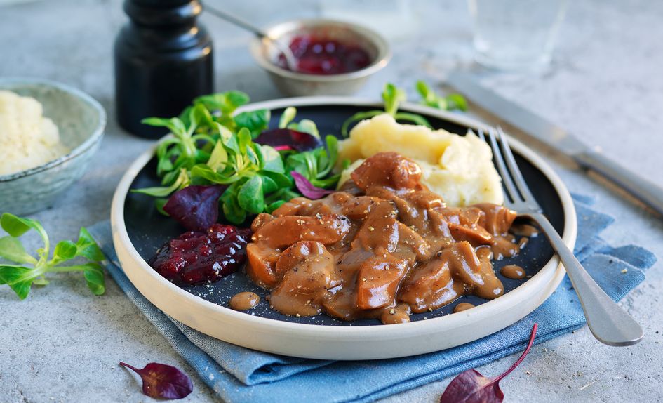 Stroganoff med pølse Stroganoff med pølse