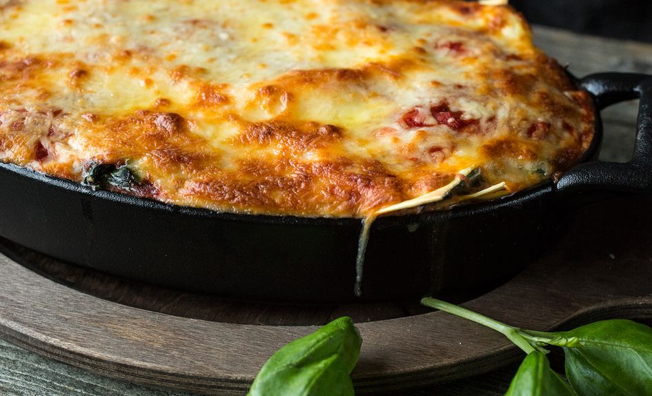 Grønnsakslasagne med paprika og spinat Grønnsakslasagne med paprika og spinat