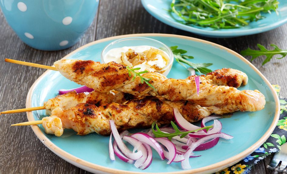 Grillspyd med kylling Grillspyd med kylling